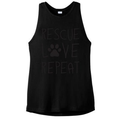 Dog Rescue Love Repeat Adopt Awareness Ladies PosiCharge Tri-Blend Wicking Tank