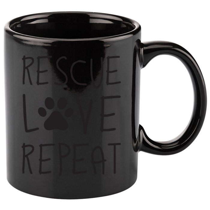 Dog Rescue Love Repeat Adopt Awareness 11oz C Handle Ceramic Mug