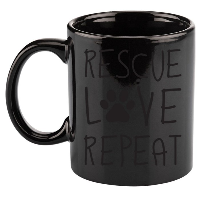 Dog Rescue Love Repeat Adopt Awareness 11oz C Handle Ceramic Mug