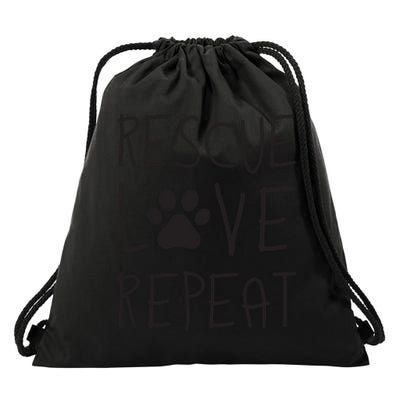 Dog Rescue Love Repeat Adopt Awareness Drawstring Bag