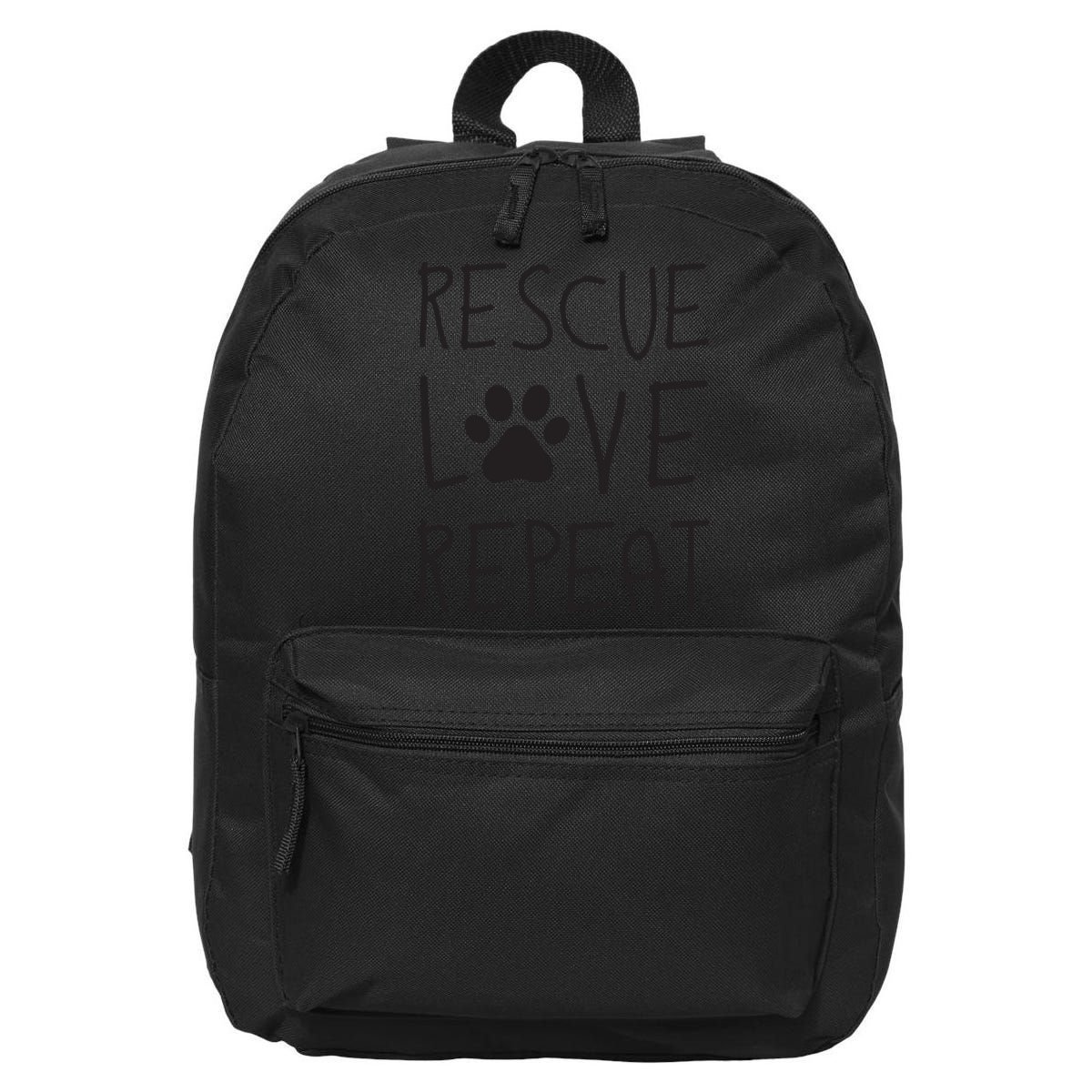 Dog Rescue Love Repeat Adopt Awareness 16 in Basic Backpack