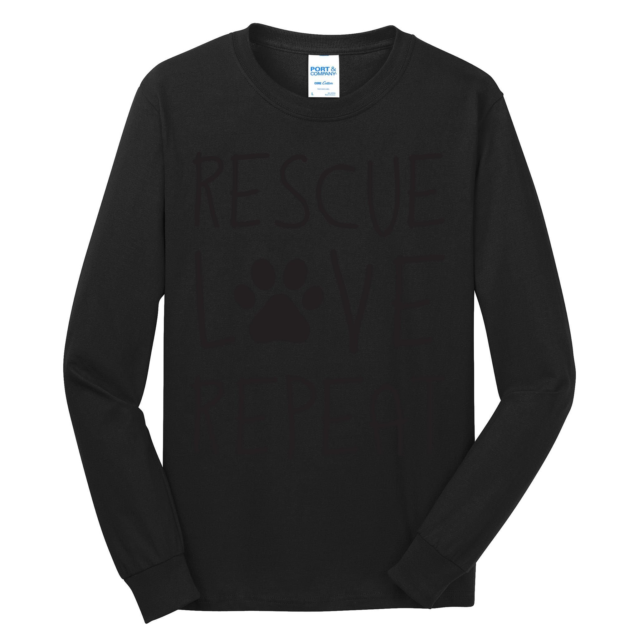 Dog Rescue Love Repeat Adopt Awareness Tall Long Sleeve T-Shirt