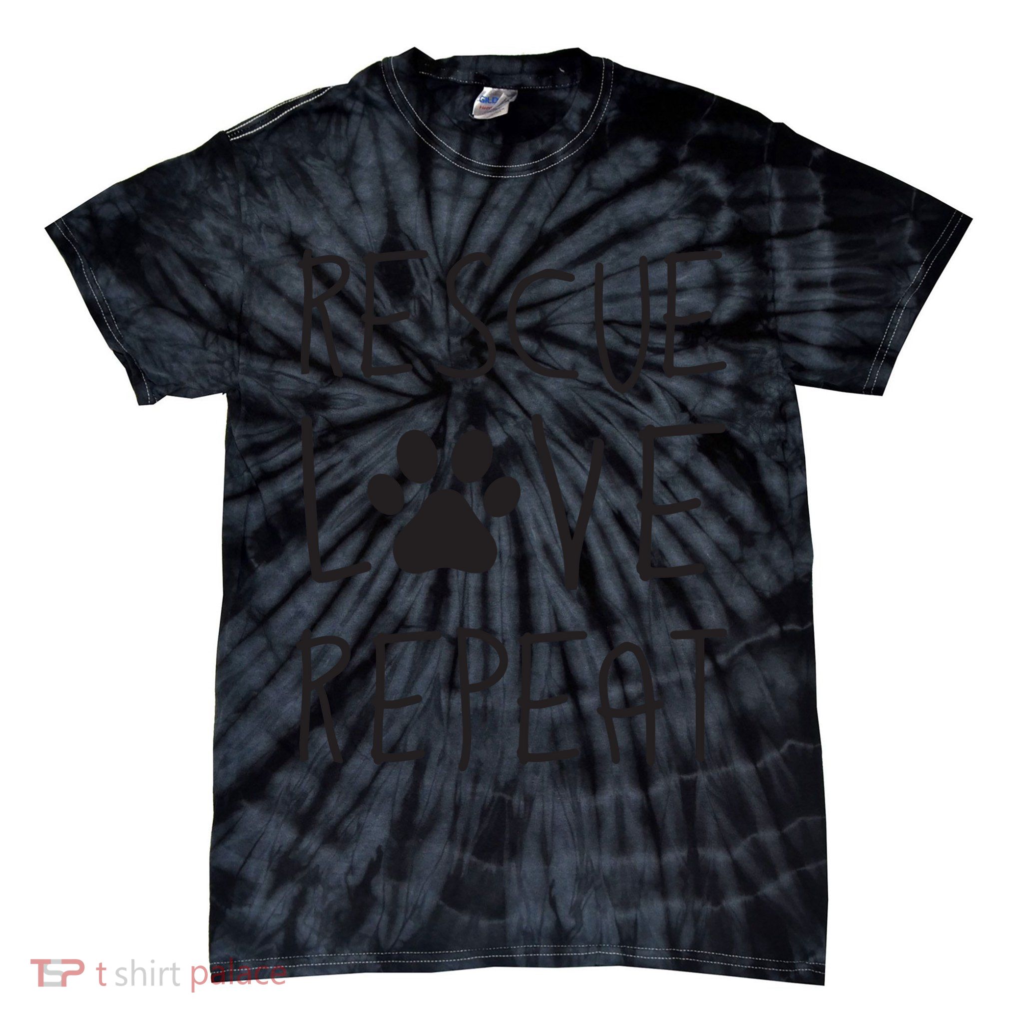 Dog Rescue Love Repeat Adopt Awareness Tie-Dye T-Shirt