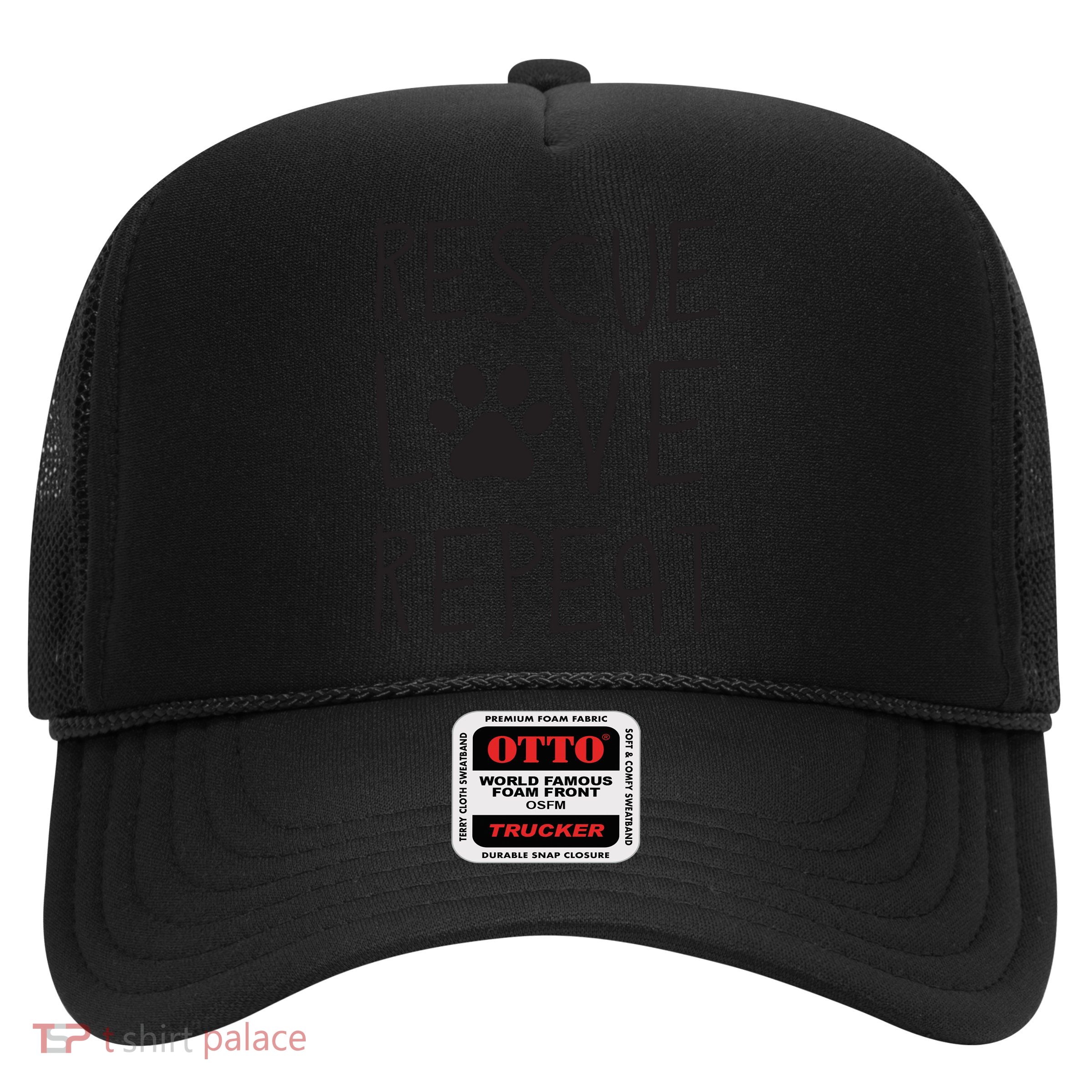 Dog Rescue Love Repeat Adopt Awareness Trucker Hat