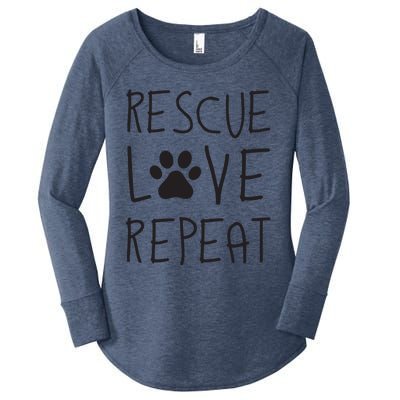 Dog Rescue Love Repeat Adopt Awareness Women's Perfect Tri Tunic Long Sleeve Shirt