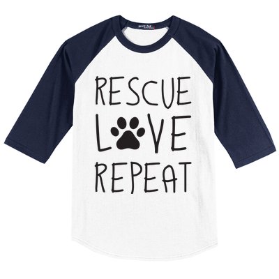 Dog Rescue Love Repeat Adopt Awareness Baseball Sleeve Shirt