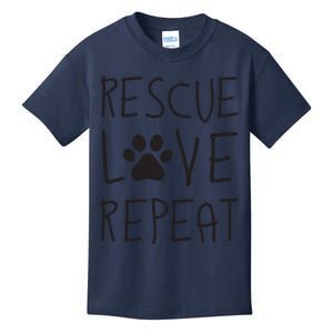 Dog Rescue Love Repeat Adopt Awareness Kids T-Shirt