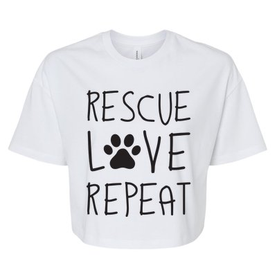 Dog Rescue Love Repeat Adopt Awareness Bella+Canvas Jersey Crop Tee