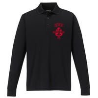 Distressed Retro Look Piston Party Tailgate Gameday Fan Gift Performance Long Sleeve Polo