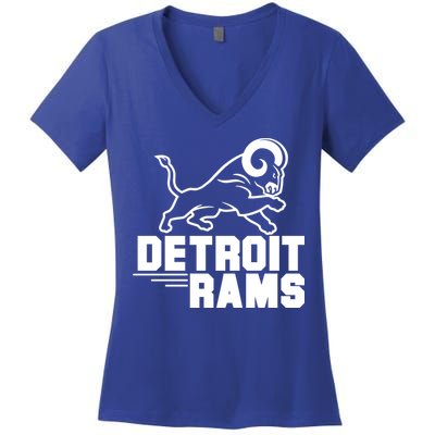 Detroit Rams Logo Women's V-Neck T-Shirt