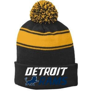 Detroit Rams Lion Stripe Pom Pom Beanie