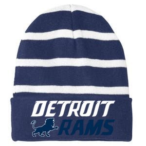 Detroit Rams Lion Striped Beanie with Solid Band