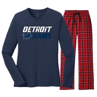 Detroit Rams Lion Women's Long Sleeve Flannel Pajama Set 