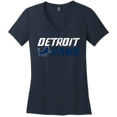 Detroit Rams Lion Women's V-Neck T-Shirt