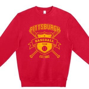 Distressed Retro Look Pirate Tailgate Gameday Sport Fan Gift Premium Crewneck Sweatshirt