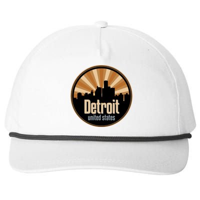 Detroit Record Label Skyline Symbol Snapback Five-Panel Rope Hat