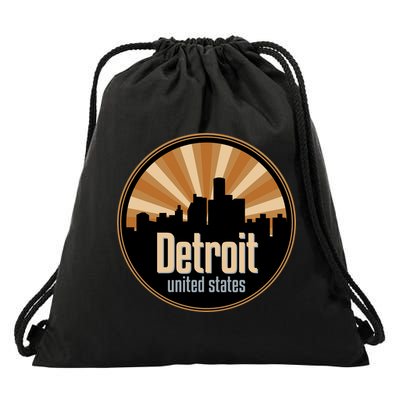 Detroit Record Label Skyline Symbol Drawstring Bag