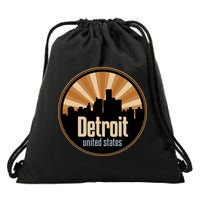 Detroit Record Label Skyline Symbol Drawstring Bag