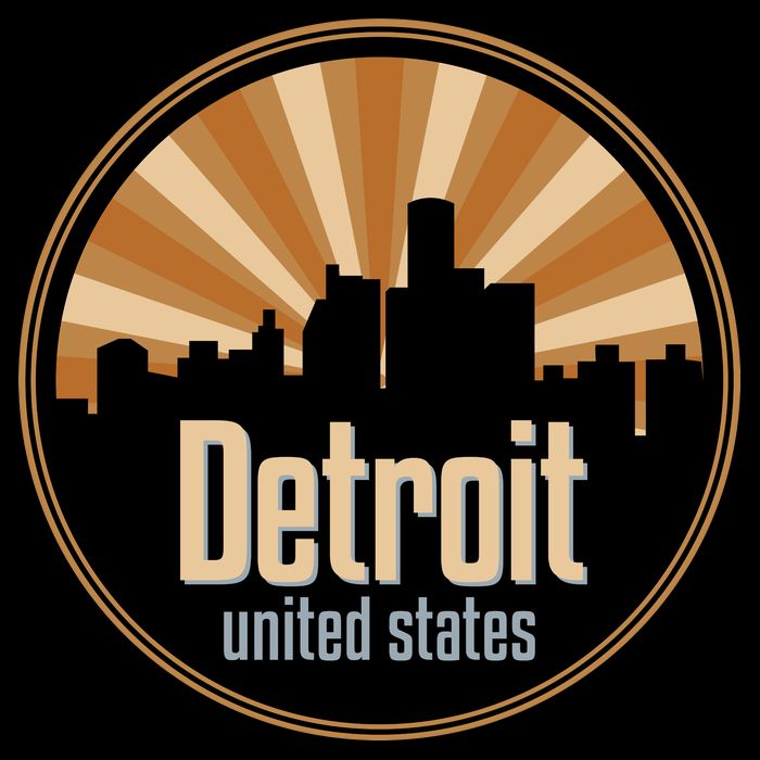 Detroit Record Label Skyline Symbol Drawstring Bag