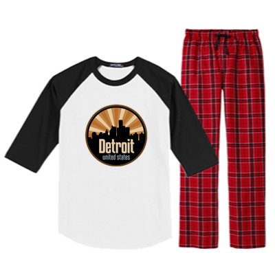 Detroit Record Label Skyline Symbol Raglan Sleeve Pajama Set