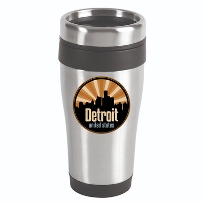 Detroit Record Label Skyline Symbol 16oz Travel Tumbler