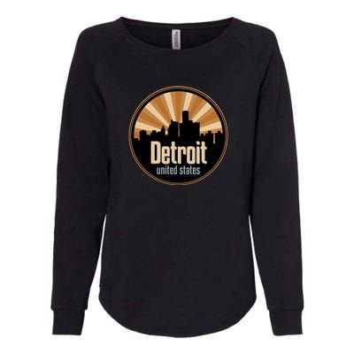 Detroit Record Label Skyline Symbol Womens California Wash Sweatshirt