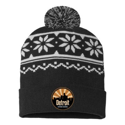 Detroit Record Label Skyline Symbol USA-Made Snowflake Beanie