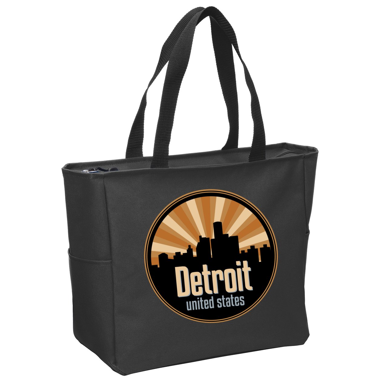 Detroit Record Label Skyline Symbol Zip Tote Bag