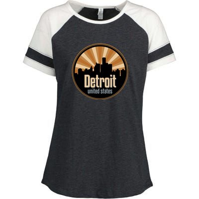 Detroit Record Label Skyline Symbol Enza Ladies Jersey Colorblock Tee