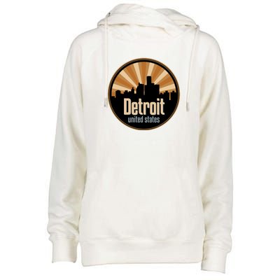 Detroit Record Label Skyline Symbol Womens Funnel Neck Pullover Hood