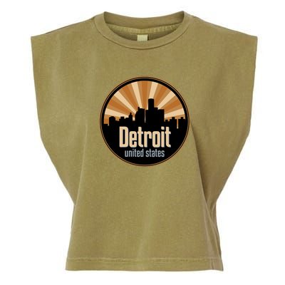 Detroit Record Label Skyline Symbol Garment-Dyed Women's Muscle Tee