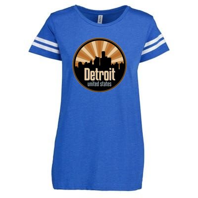 Detroit Record Label Skyline Symbol Enza Ladies Jersey Football T-Shirt