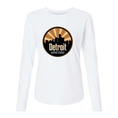 Detroit Record Label Skyline Symbol Womens Cotton Relaxed Long Sleeve T-Shirt