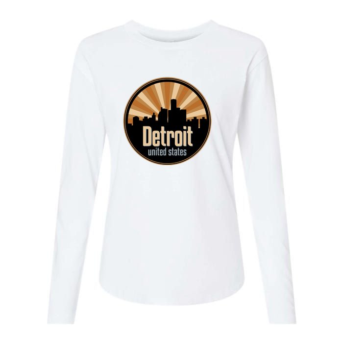 Detroit Record Label Skyline Symbol Womens Cotton Relaxed Long Sleeve T-Shirt