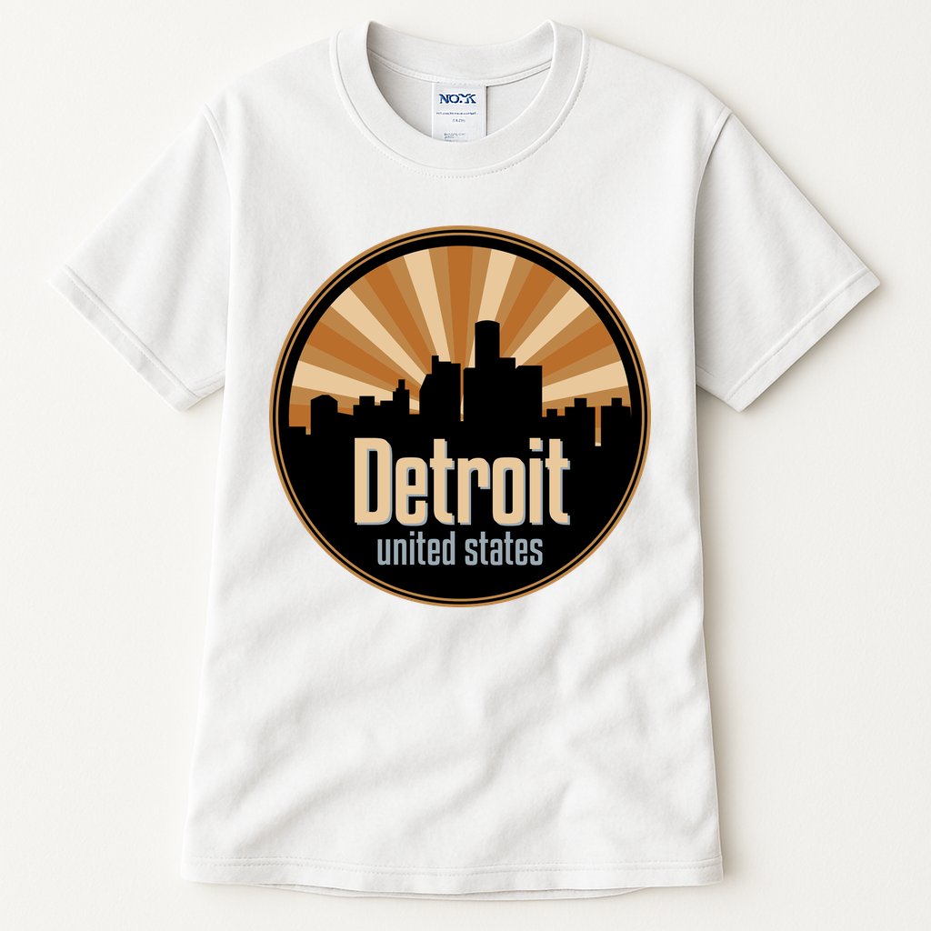 Detroit Record Label Skyline Symbol Tall T-Shirt