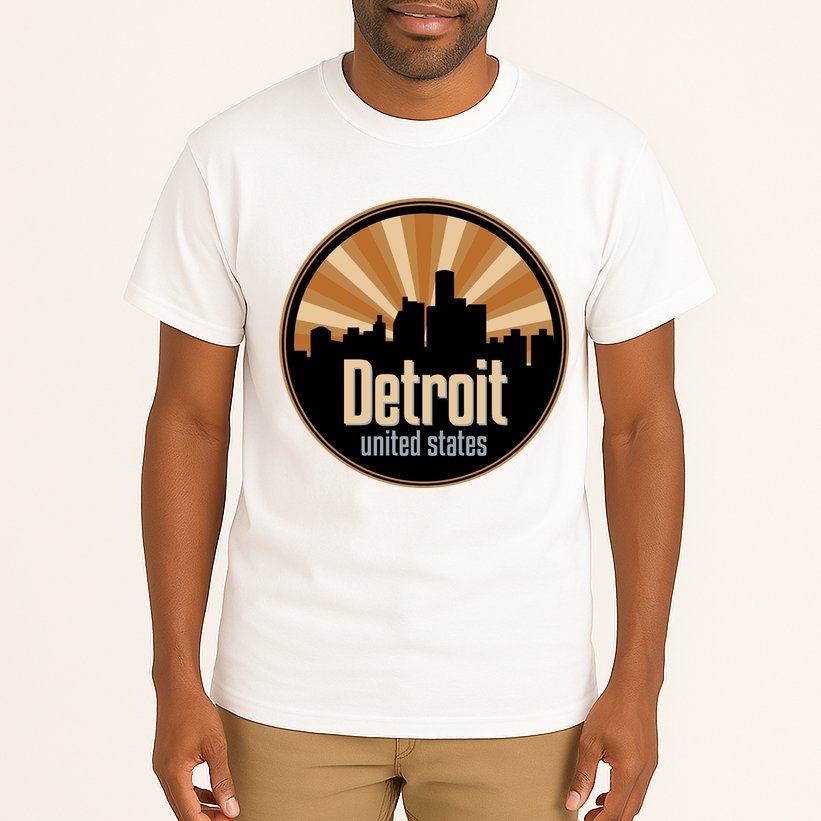 Detroit Record Label Skyline Symbol Tall T-Shirt