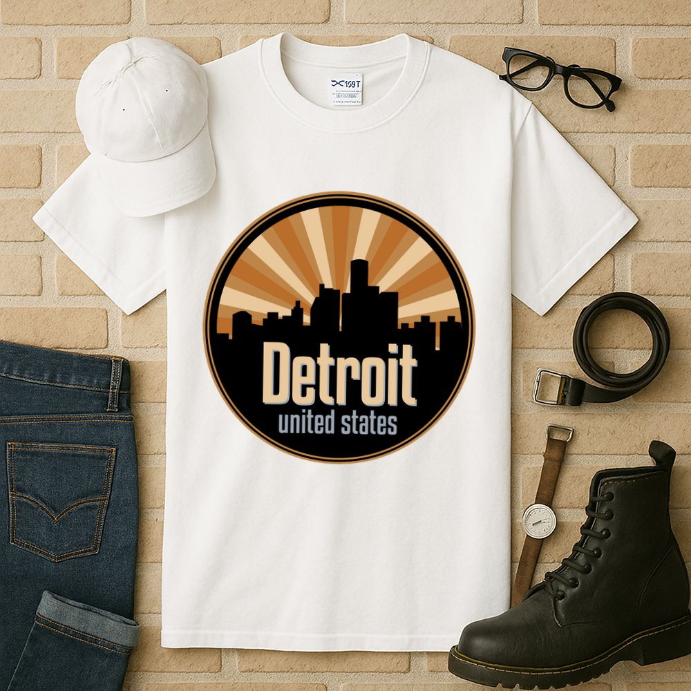 Detroit Record Label Skyline Symbol Tall T-Shirt