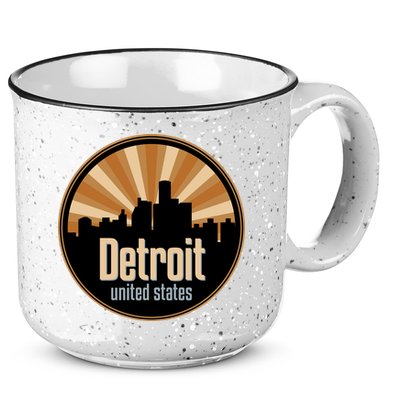 Detroit Record Label Skyline Symbol 15oz Campfire Ceramic Mug