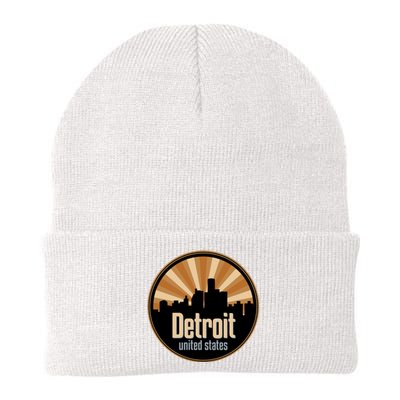 Detroit Record Label Skyline Symbol Knit Cap Winter Beanie