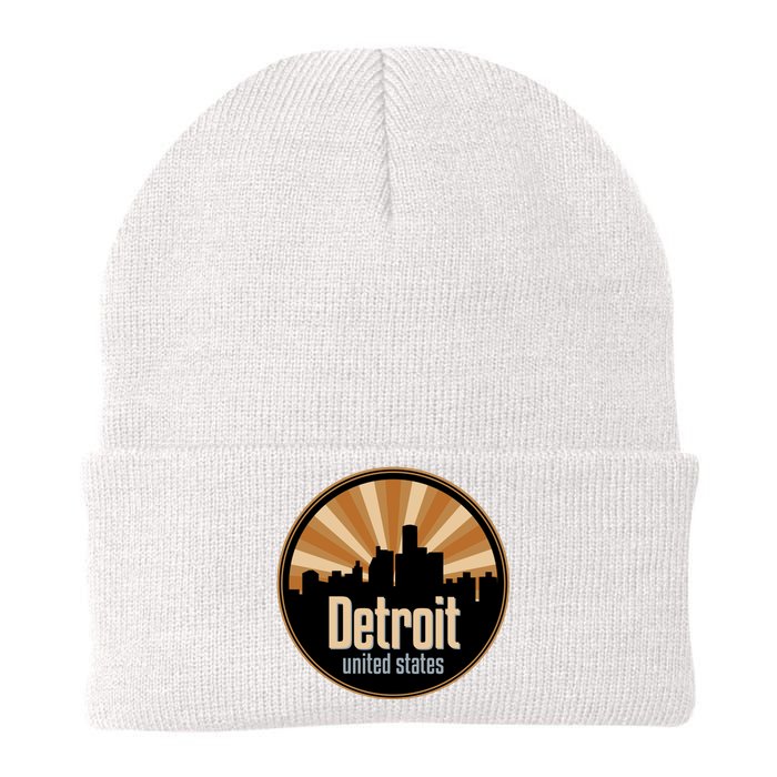 Detroit Record Label Skyline Symbol Knit Cap Winter Beanie