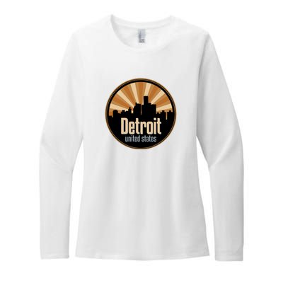 Detroit Record Label Skyline Symbol Womens CVC Long Sleeve Shirt