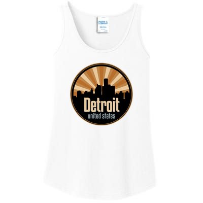 Detroit Record Label Skyline Symbol Ladies Essential Tank