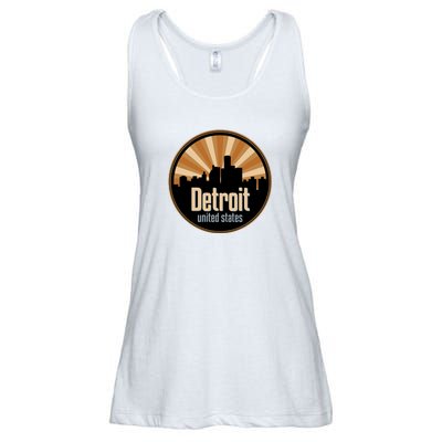 Detroit Record Label Skyline Symbol Ladies Essential Flowy Tank