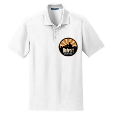 Detroit Record Label Skyline Symbol Dry Zone Grid Polo