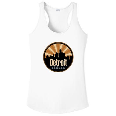 Detroit Record Label Skyline Symbol Ladies PosiCharge Competitor Racerback Tank