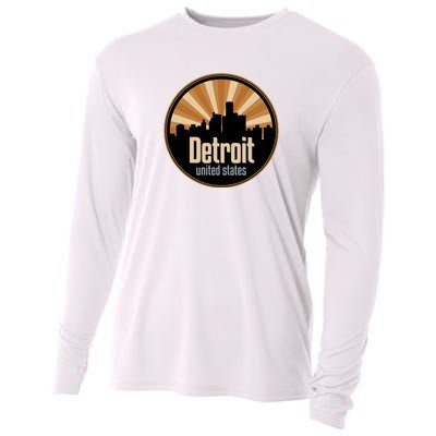 Detroit Record Label Skyline Symbol Cooling Performance Long Sleeve Crew