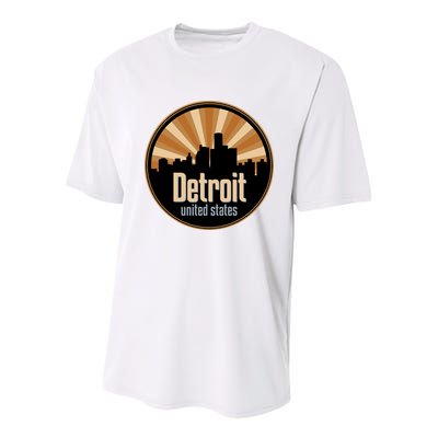 Detroit Record Label Skyline Symbol Youth Performance Sprint T-Shirt