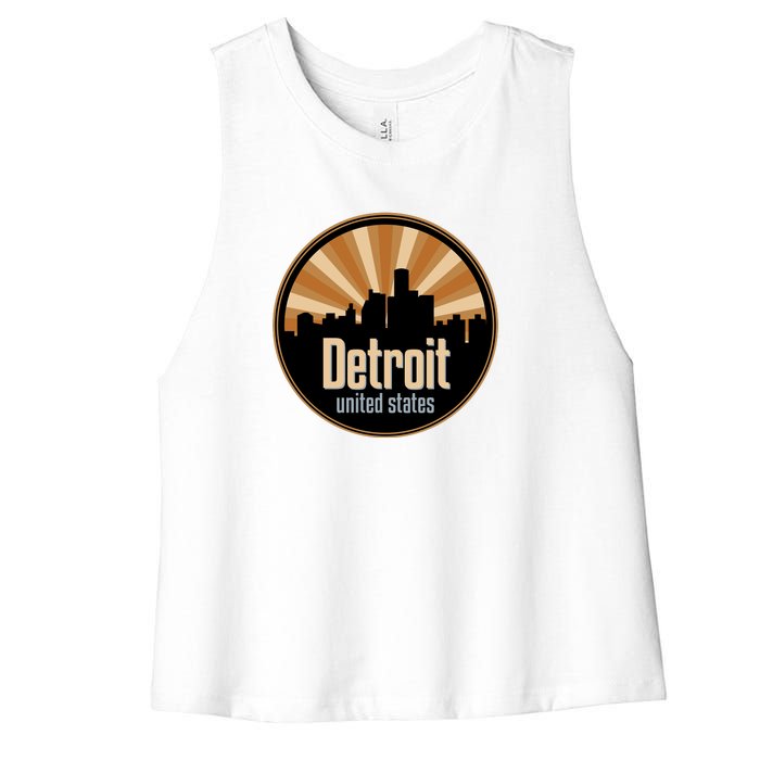 Detroit Record Label Skyline Symbol Women's Racerback Cropped Tank