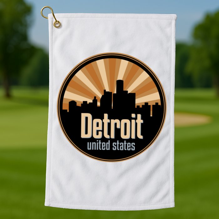 Detroit Record Label Skyline Symbol Golf Towel
