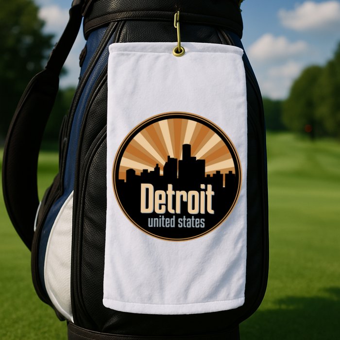 Detroit Record Label Skyline Symbol Golf Towel